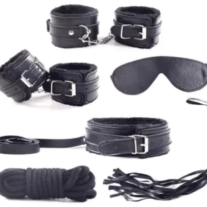 BDSM Bondage Kit for Couples – Adult Restraint Set with Hand & Ankle Cuffs, Blindfold, Whip, Choker Collar & Rope | UK Discreet Delivery CMT18